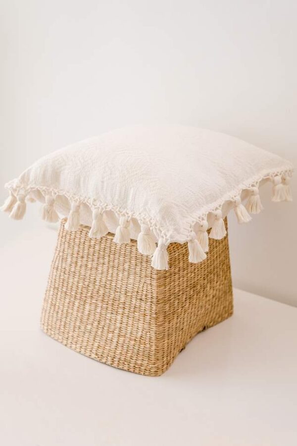 White Maya Handwoven Pillow Cover